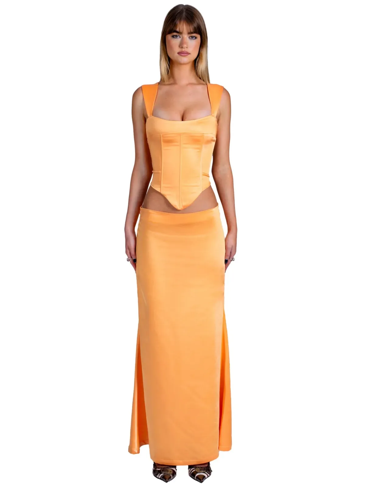 I am Delilah Valerie Corset & Maxi Skirt Sherbet Size S / AU 8 for rent on The Volte - main image