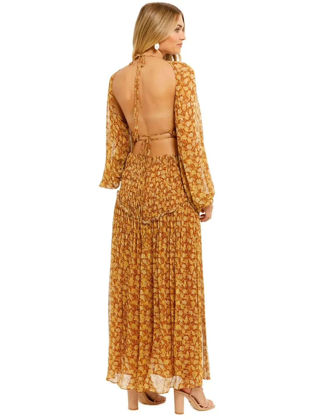 Shona Joy Sunset Cut Out Midi Dress in Tumeric Size AU 10 for rent on The Volte - main image