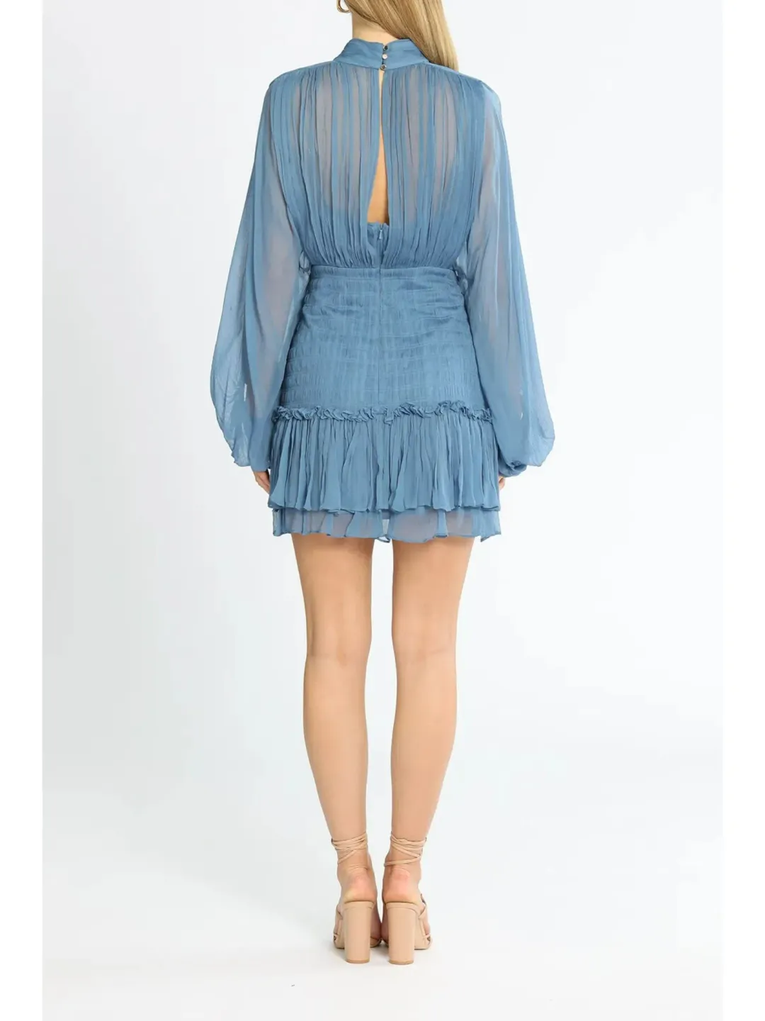 Shona Joy Noemi Ruched Mini Dress in Blue Size AU 8 for rent on The Volte - main image