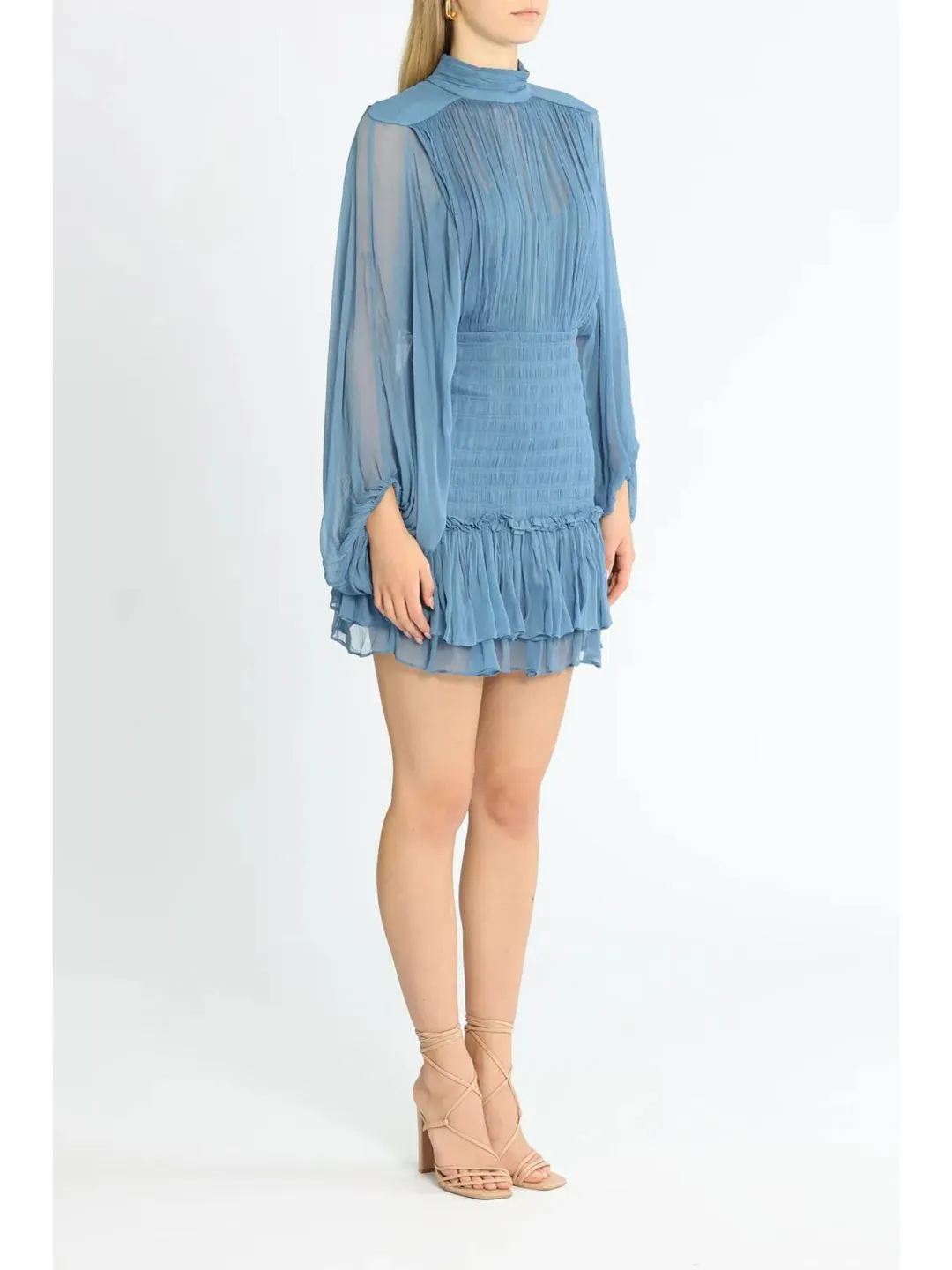 Shona Joy Noemi Ruched Mini Dress in Blue Size AU 8 for rent on The Volte - main image