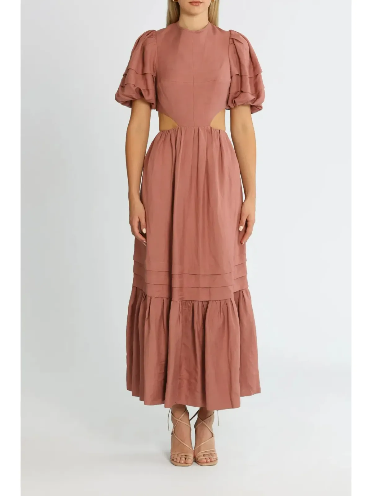 Shona Joy Vega Cut Out Open Back Midi Dress in Rose Size AU 6 for rent on The Volte - main image