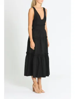 Shona Joy Tiered Midi Dress in Black Size AU 10 for rent on The Volte - image 2