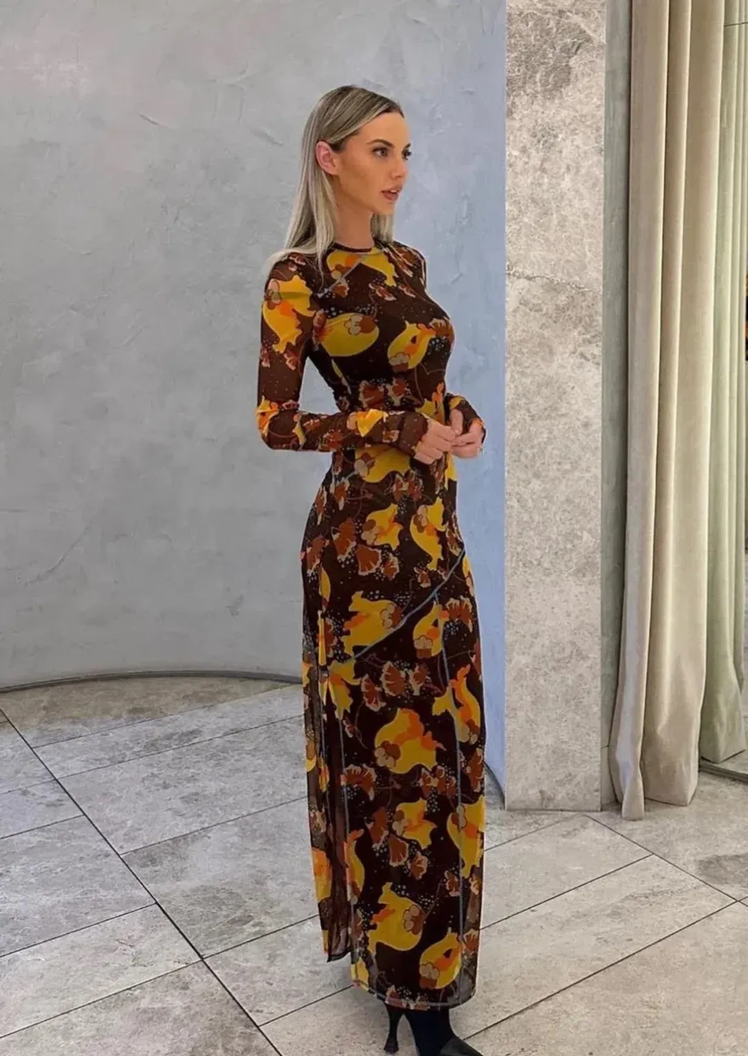 Sir The Label Jacques Mesh Panelled Midi Dress Expressionist Size 2 / AU 10 for rent on The Volte - main image