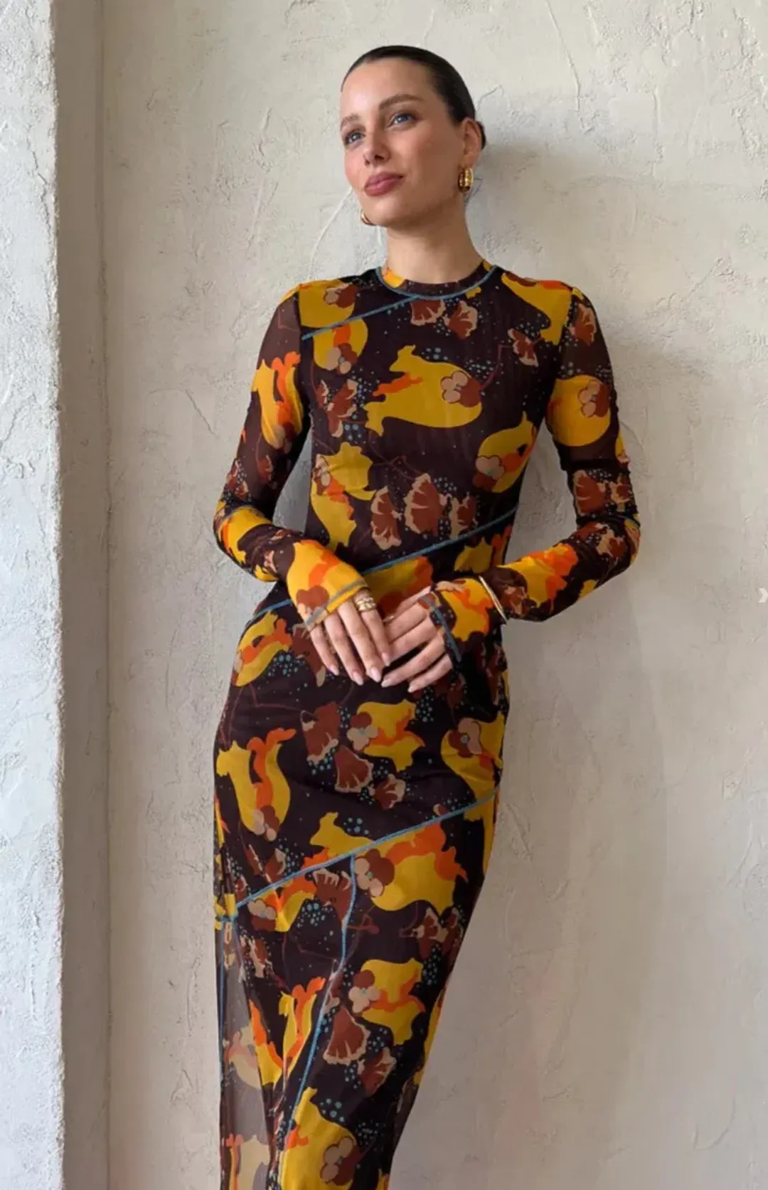 Sir The Label Jacques Mesh Panelled Midi Dress Expressionist Size 2 / AU 10 for rent on The Volte - main image