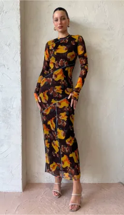 Sir The Label Jacques Mesh Panelled Midi Dress Expressionist Size 2 / AU 10 for rent on The Volte - image 1