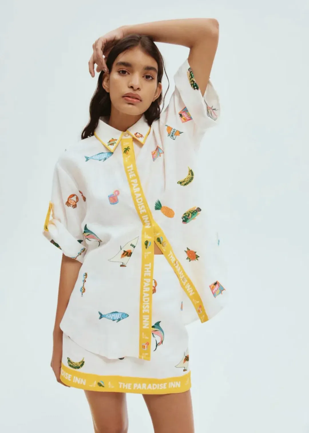 Alemais Blue Marlin Shirt and Skirt for rent on The Volte - main image