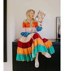 Zimmermann Riders Multi Tiered Dress In Multi Stripe Size 8 for rent on The Volte - image 2