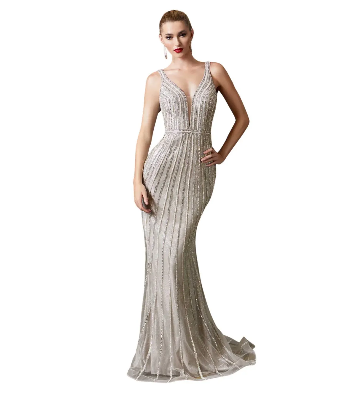 Charlize Gown Platinum/Nude Size 8 for rent on The Volte - main image
