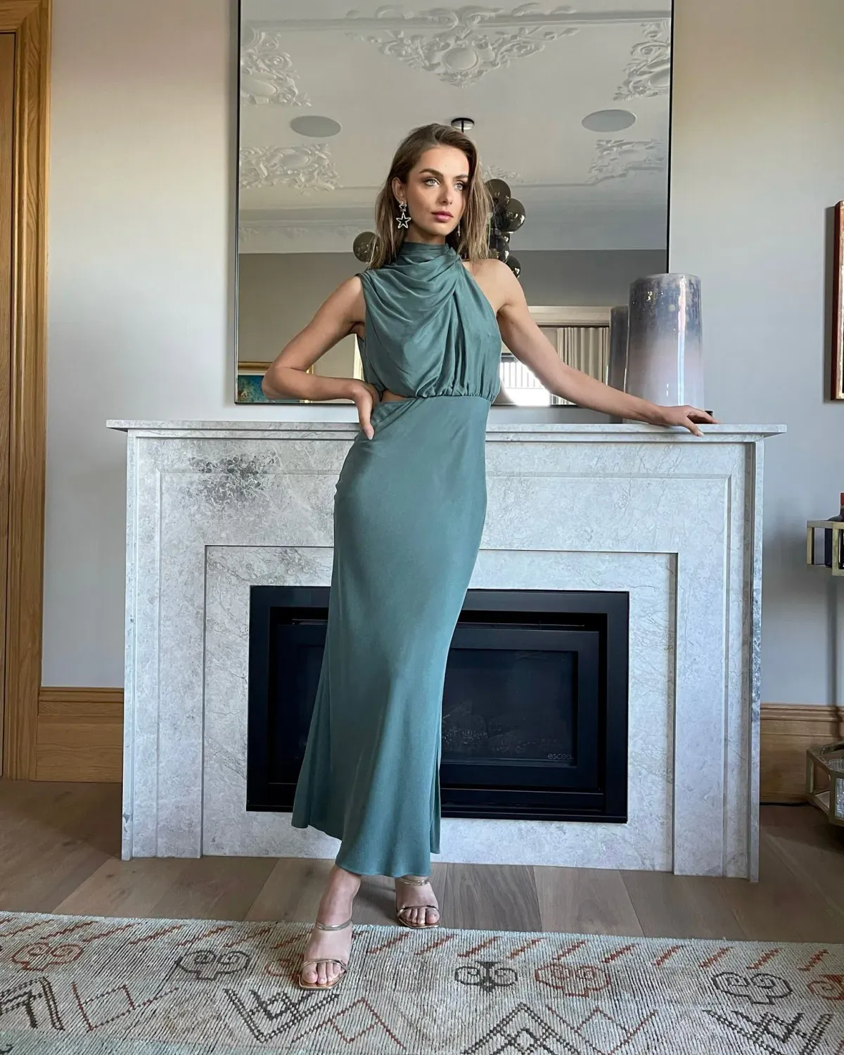 Sheike Park Ave Dress in Sage Size 16 for rent on The Volte - main image