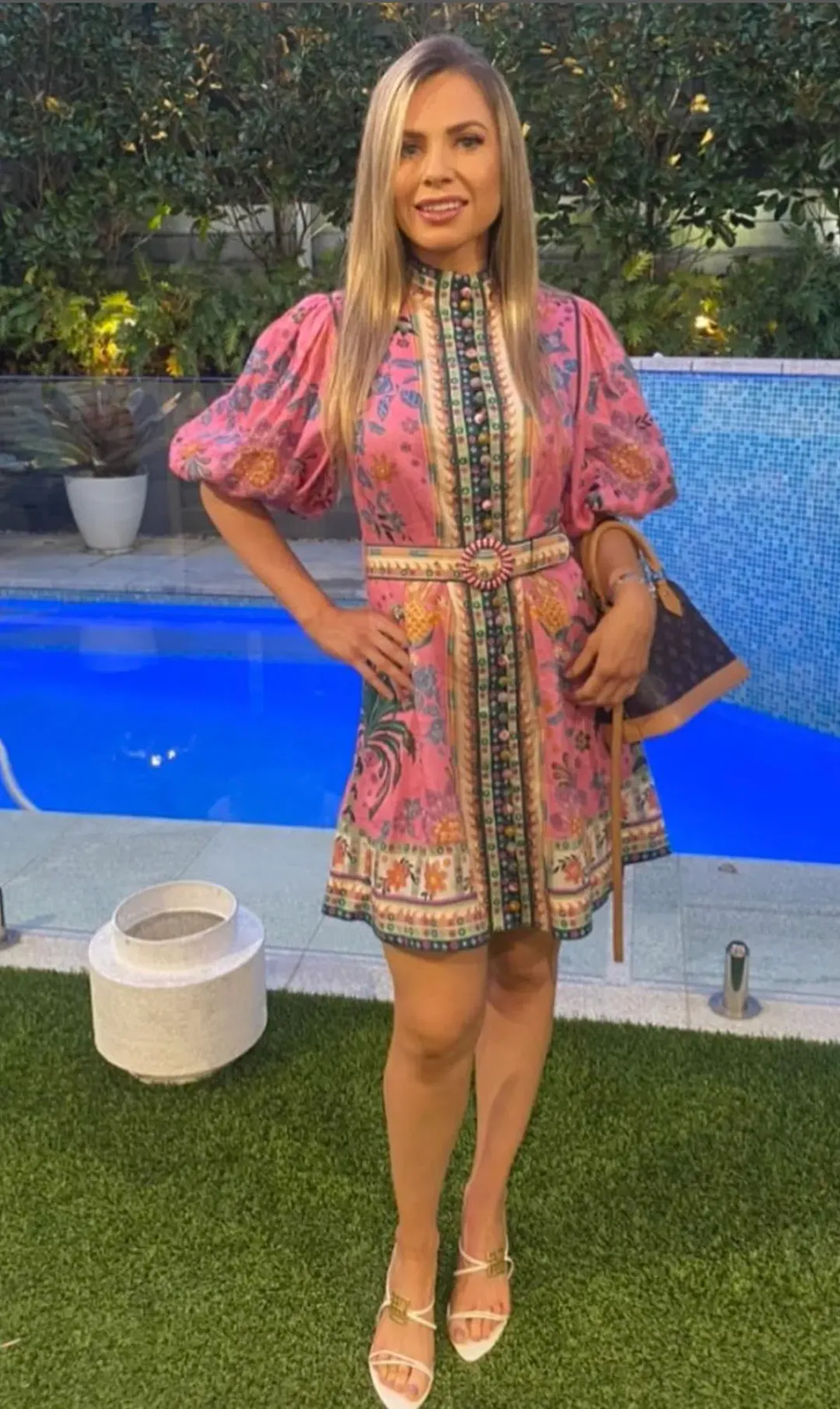 Zimmermann The Ginger Buttoned Mini Dress in Pink Multi Size 2/Au 12 for rent on The Volte - main image