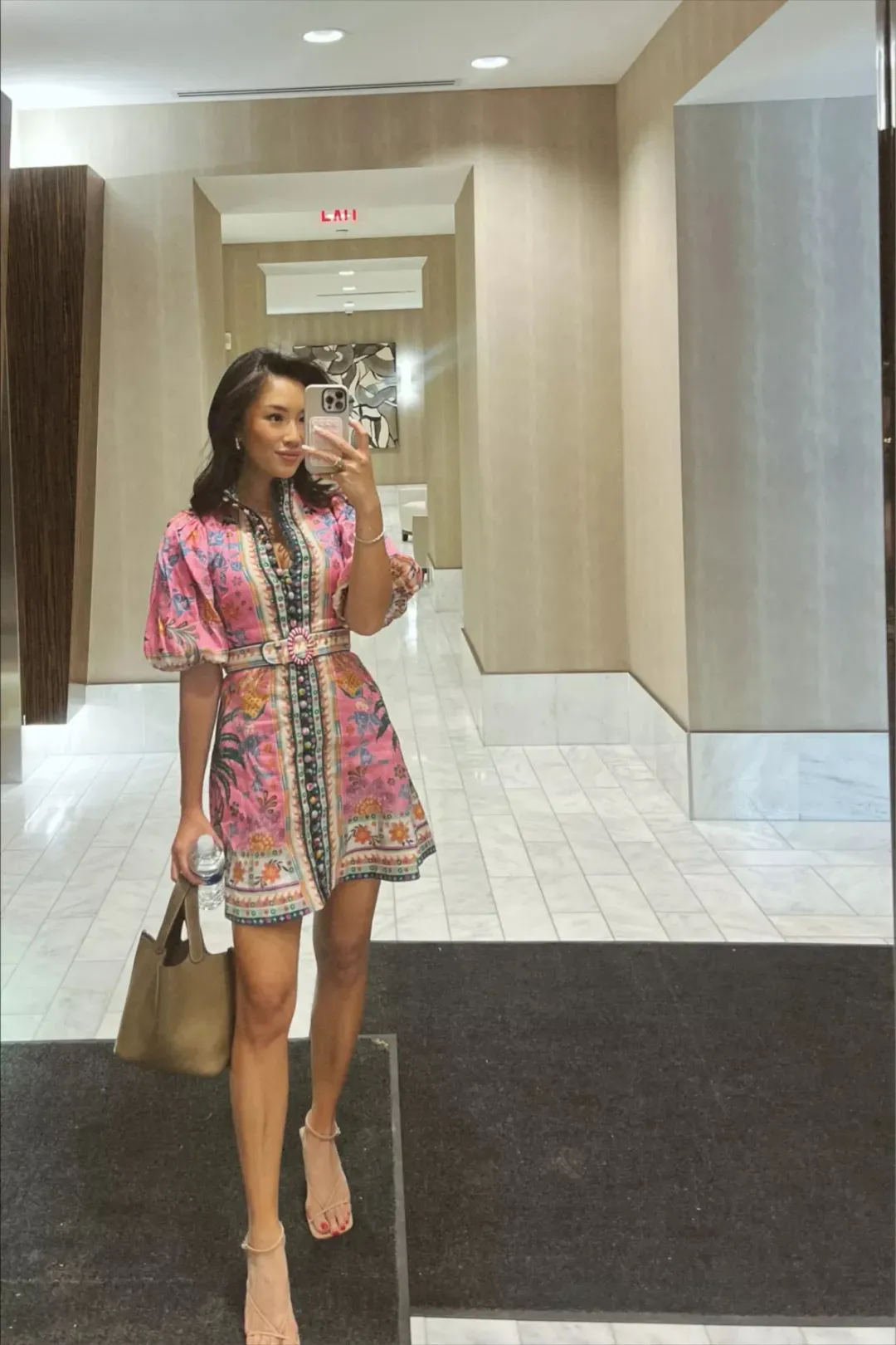 Zimmermann The Ginger Buttoned Mini Dress in Pink Multi Size 2/Au 12 for rent on The Volte - main image