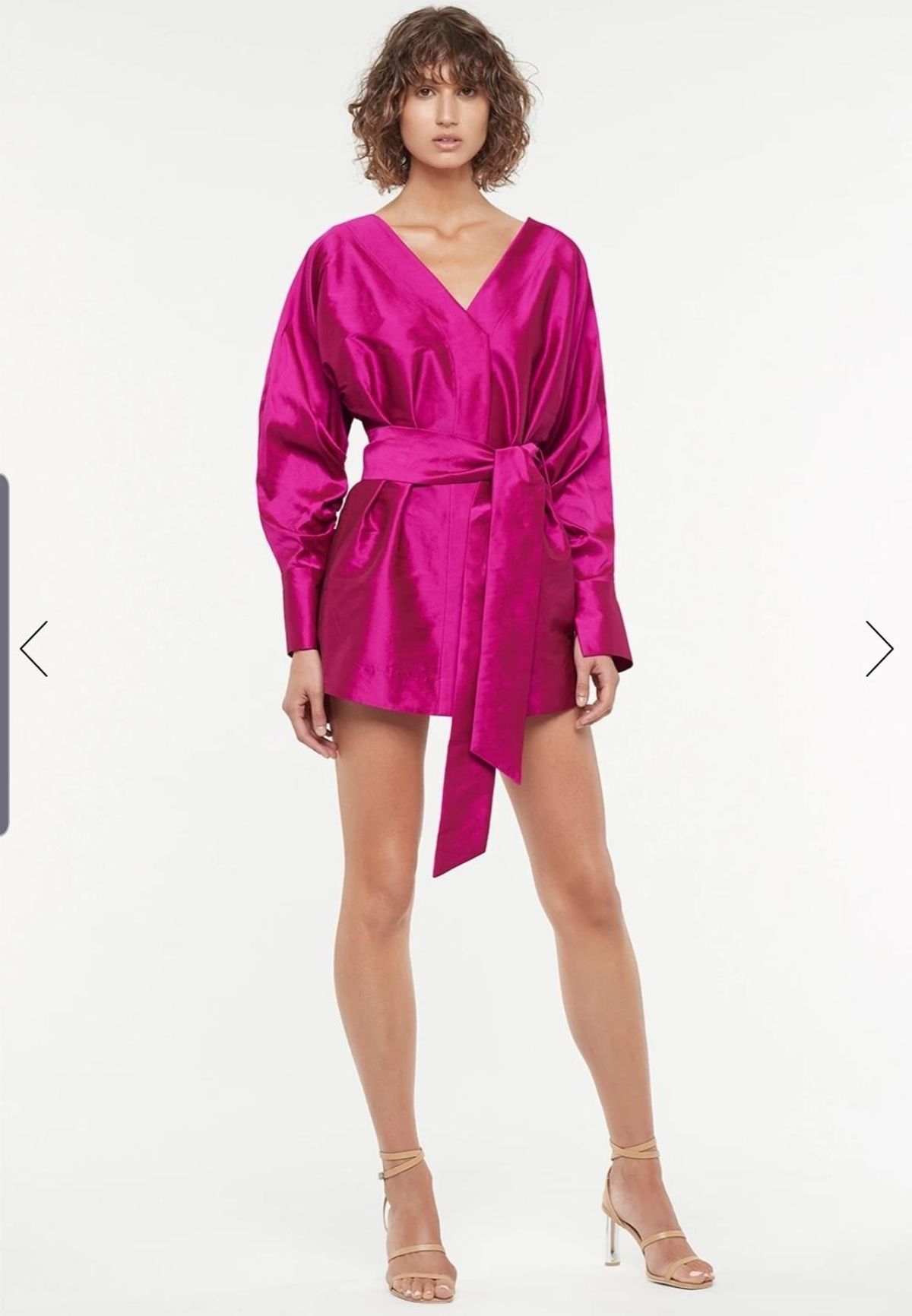 Manning Cartell Fuchsia long sleeve wrap dress size 8 for rent on The Volte - main image