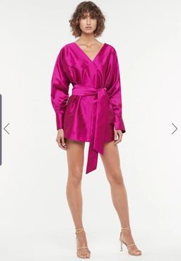 Manning Cartell Fuchsia long sleeve wrap dress size 8 for rent on The Volte - image 1