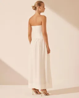 Shona Joy Blanc Linen Strapless Panelled Maxi Dress Ivory Size 8 for rent on The Volte - image 3