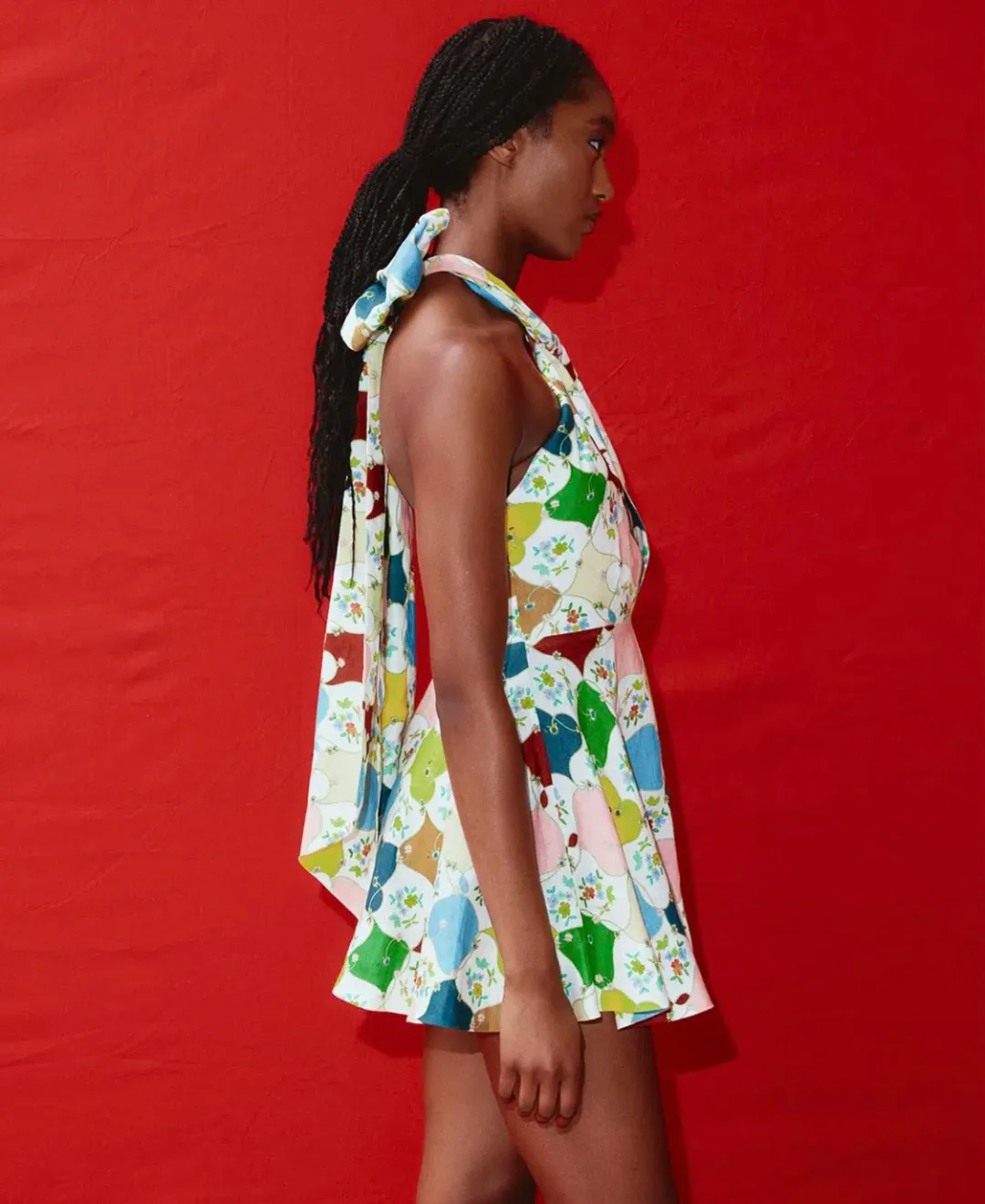 Alemais Everly Pure Linen Halter Mini Dress Multi Size 8 for rent on The Volte - main image