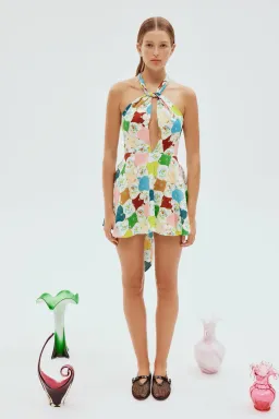 Alemais Everly Pure Linen Halter Mini Dress Multi Size 8 for rent on The Volte - image 1