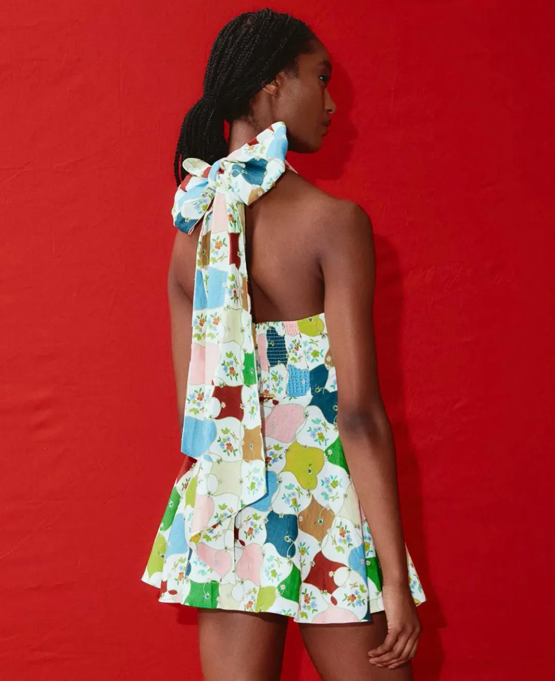 Alemais Everly Pure Linen Halter Mini Dress Multi Size 8 for rent on The Volte - main image