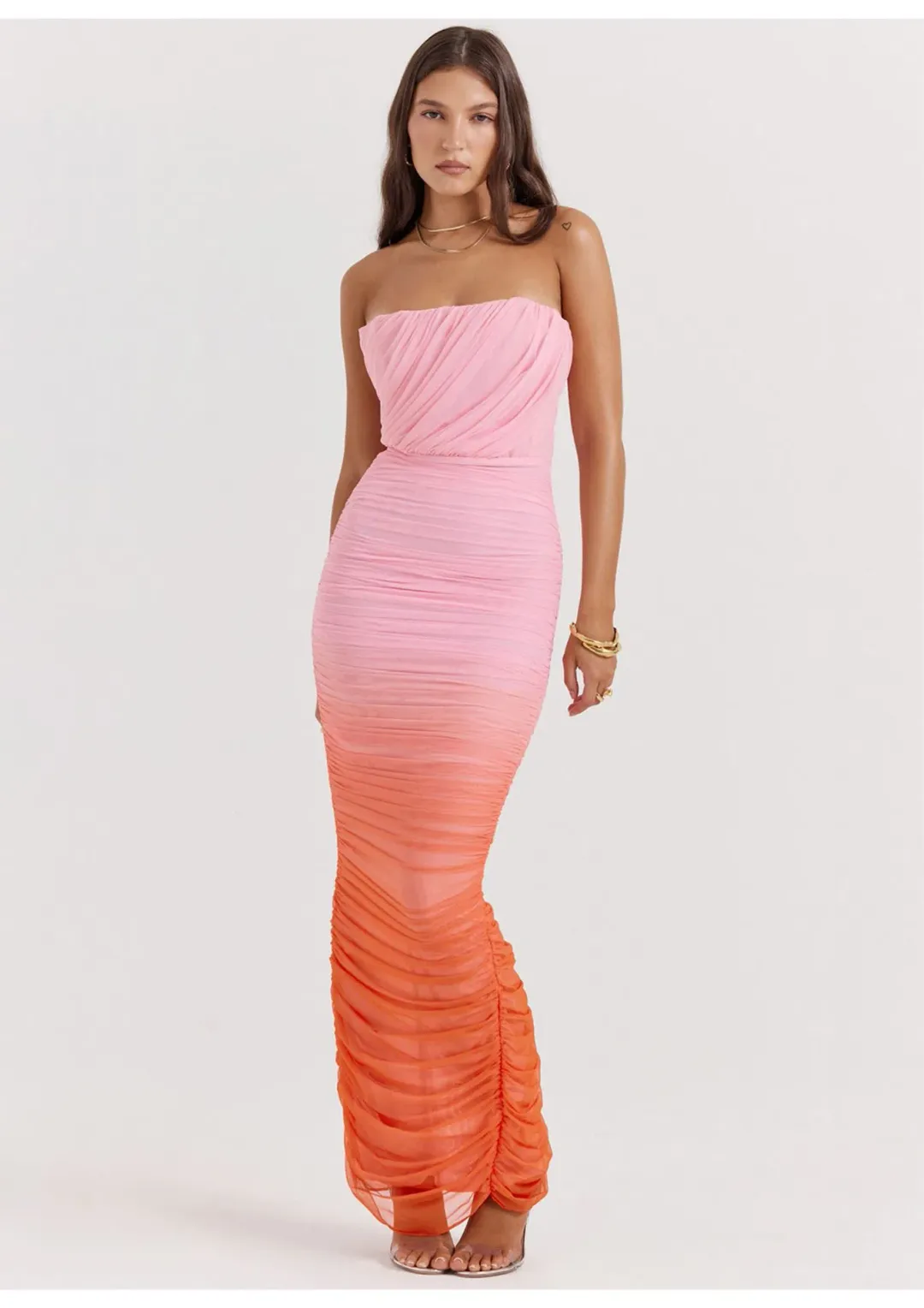 House of CB Sapphire Gathered Maxi Dress Ombre Size 6 for rent on The Volte - main image