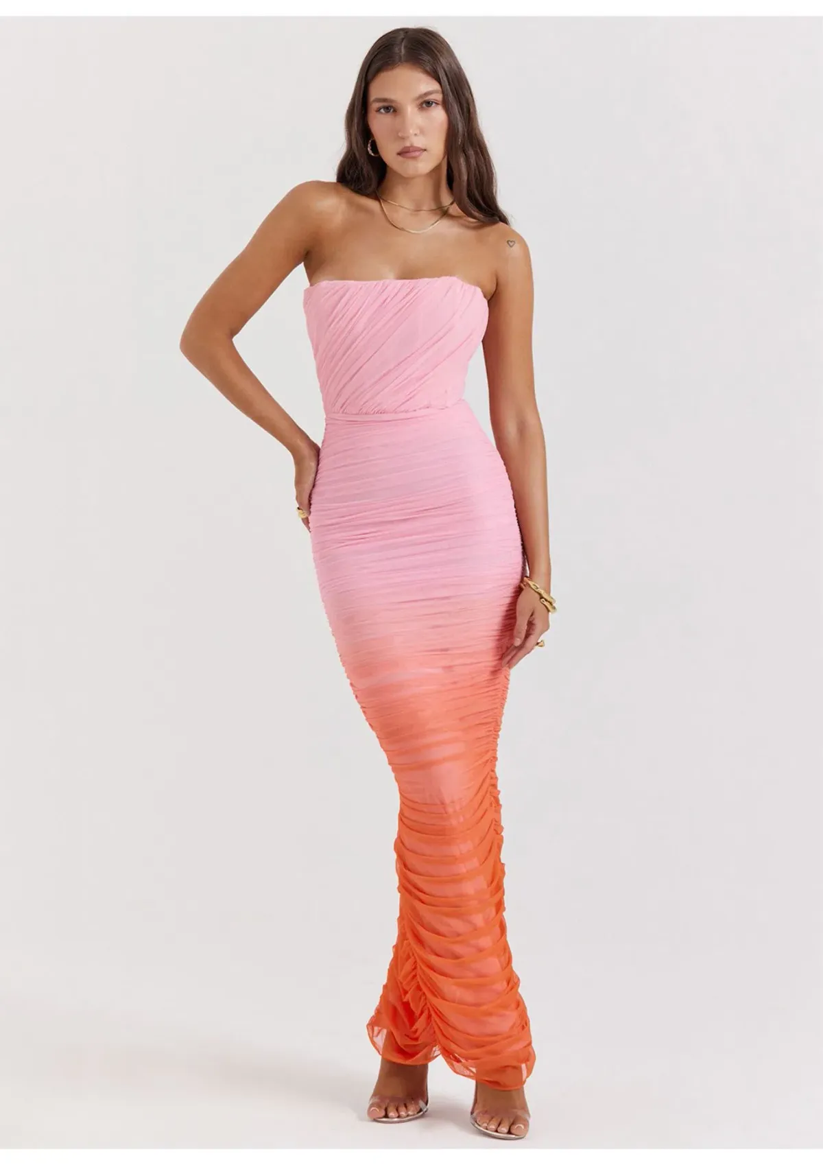 House of CB Sapphire Gathered Maxi Dress Ombre Size 8 for rent on The Volte - main image