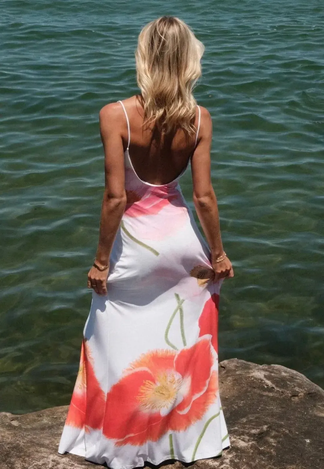 With Harper Lu Low Back Maxi Dress in Citrus Poppy Size XS / AU 6 for rent on The Volte - main image