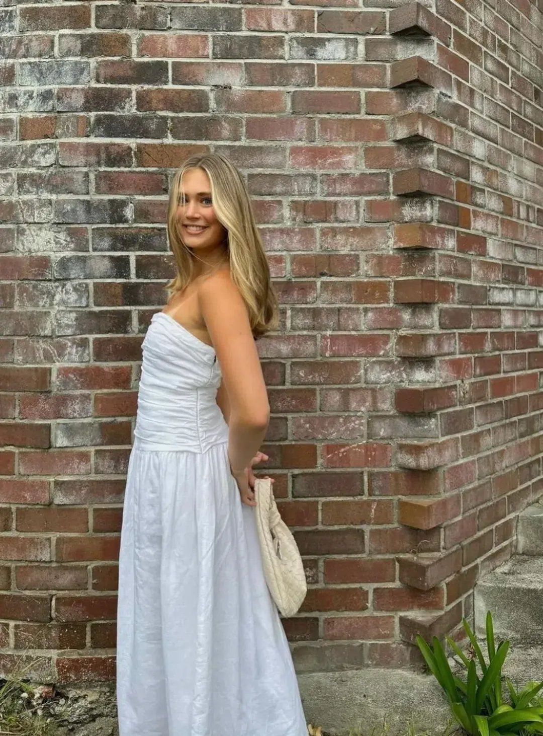 Dissh Catania Linen Strapless Dress White Size 6 for rent on The Volte - main image