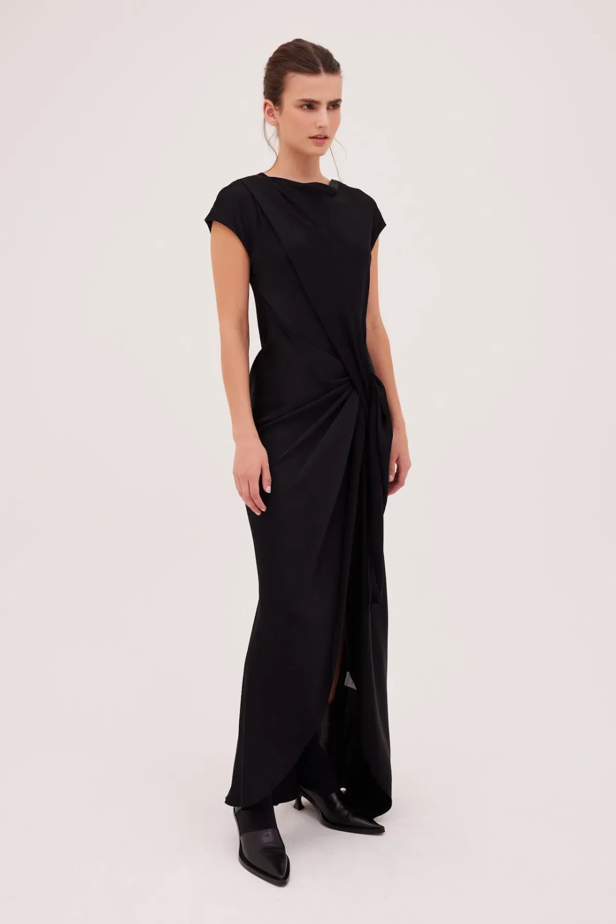 Bianca Spender Eva Satin Crepe Dress Black Size 16 for rent on The Volte - main image