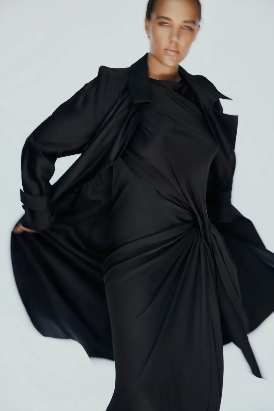 Bianca Spender Eva Satin Crepe Dress Black Size 16 for rent on The Volte - main image