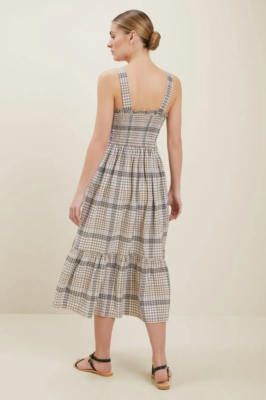 Seed Heritage Textured Check Midi Dress Print Size 10 for rent on The Volte - main image