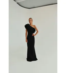 Rebecca Vallance Chloe One-Shoulder Taffeta-Trimmed Stretch Gown Black Size 6 for rent on The Volte - image 4