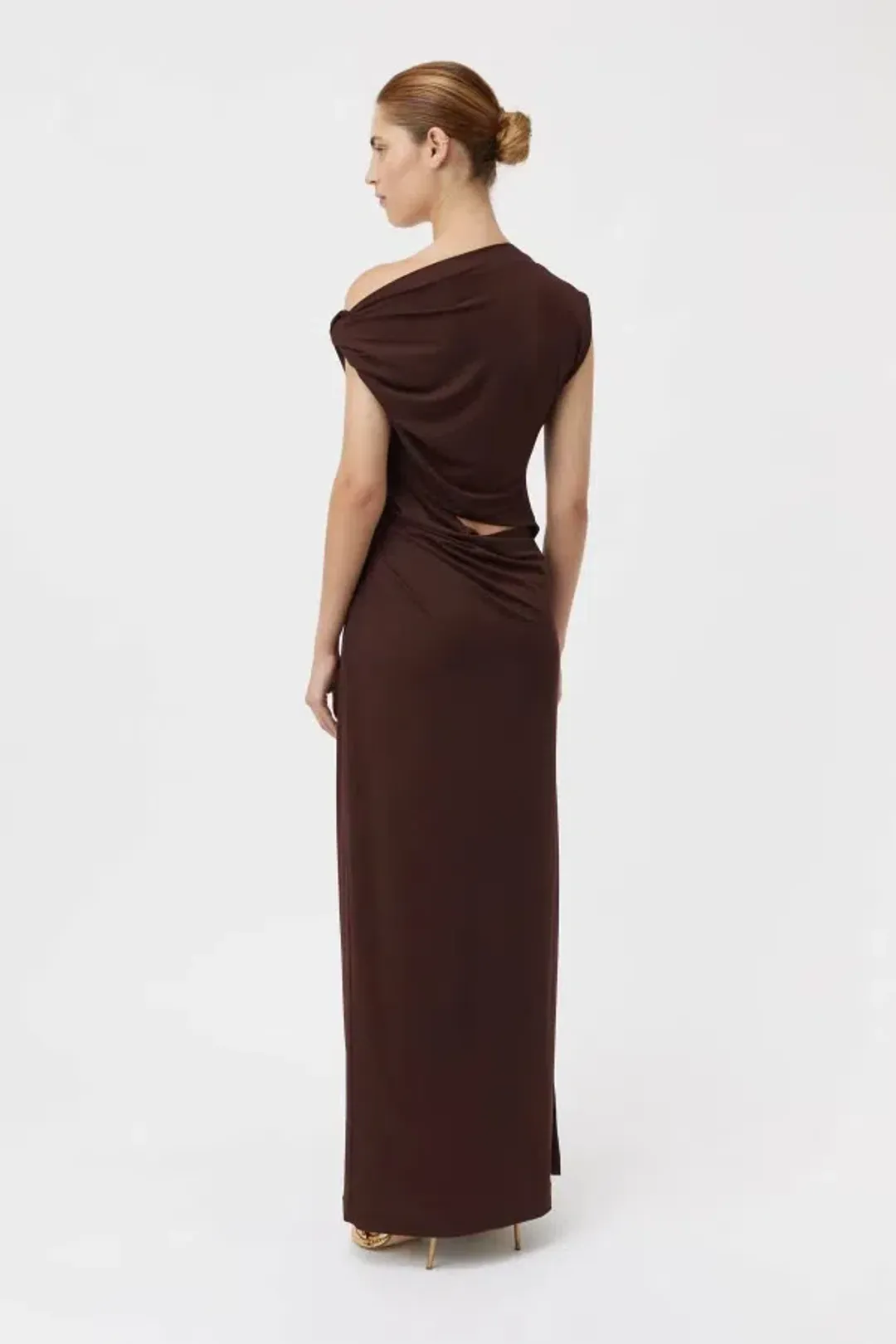 Camilla and Marc Annalise Draped Maxi Dress in Chocolate Brown Size 8 for rent on The Volte - main image