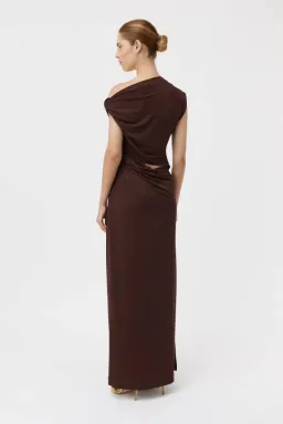Camilla and Marc Annalise Draped Maxi Dress in Chocolate Brown Size 8 for rent on The Volte - image 2