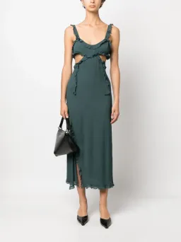 Acne Studios Ruffle Cut-Out Dress Green Size 10 for rent on The Volte - image 1