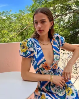 By Nicola Havana Wrap Mini Dress In Azure Floral Size 10 for rent on The Volte - image 3