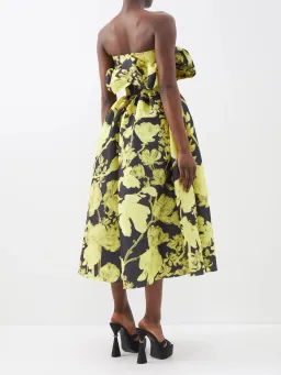 Kika Vargas Lynn Strapless Tafetta Midi Dress Black Floral SIze M/ AU 10 for rent on The Volte - image 2