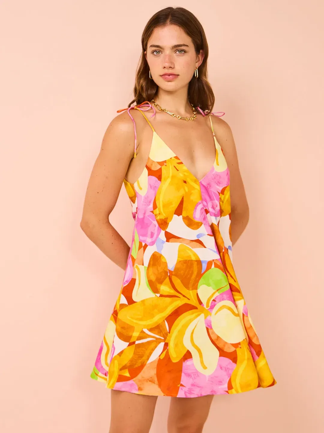 Kinney the Label Mara Mini Dress Multi Floral Size 8 for rent on The Volte - main image