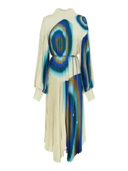 Alemais Una Pleated Midi Dress in Pearl/Teal Size 14 for rent on The Volte - image 4