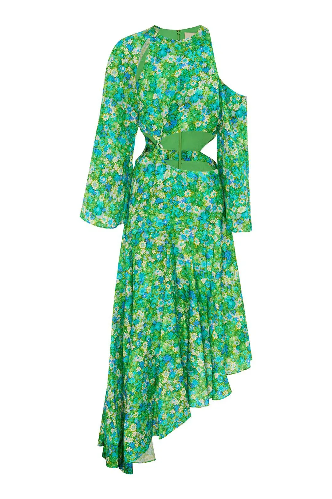 Alemais Cassandra Cut Out Midi Dress Green Floral Size AU 4 for rent on The Volte - main image