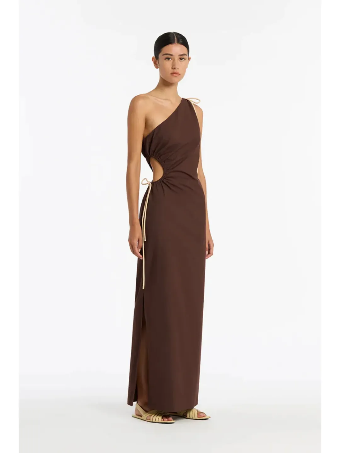 Sir the Label Jeanne One-Shoulder Maxi Dress Brown Size 2 / AU 10 for rent on The Volte - main image