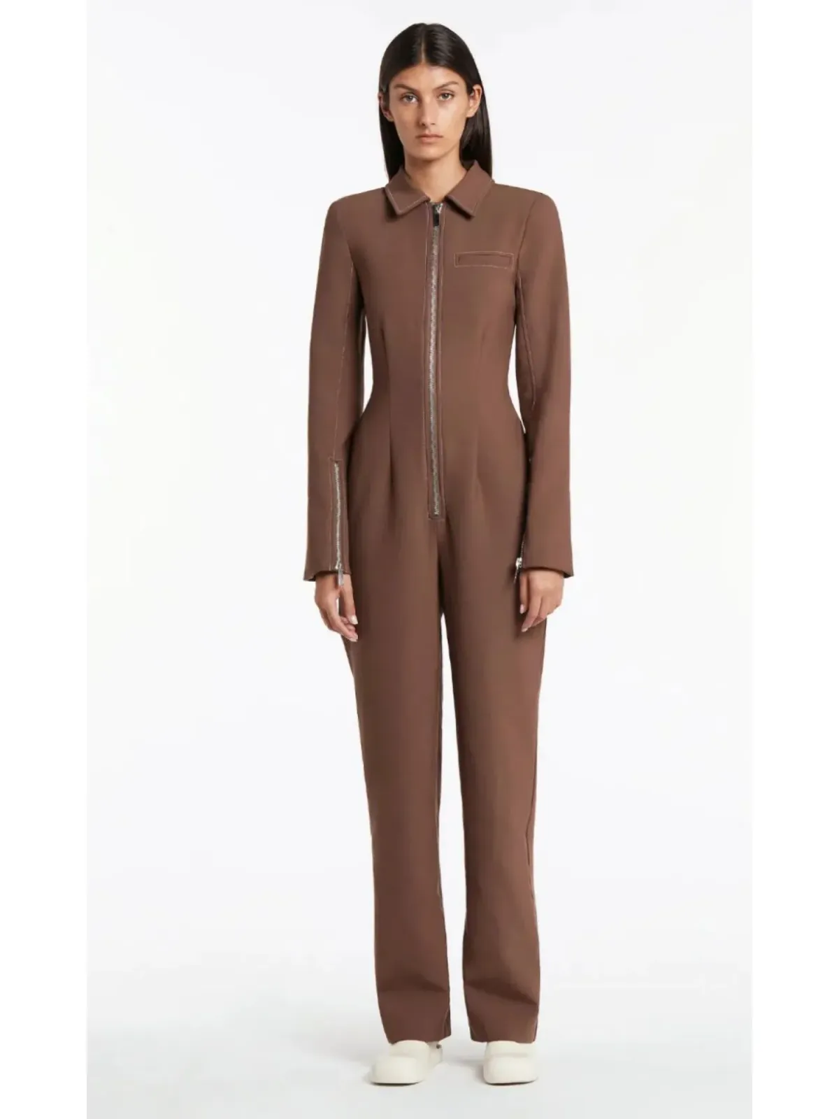 Sir the LabelAdrien Jumpsuit Chocolate Size 2 / AU 10 for rent on The Volte - main image