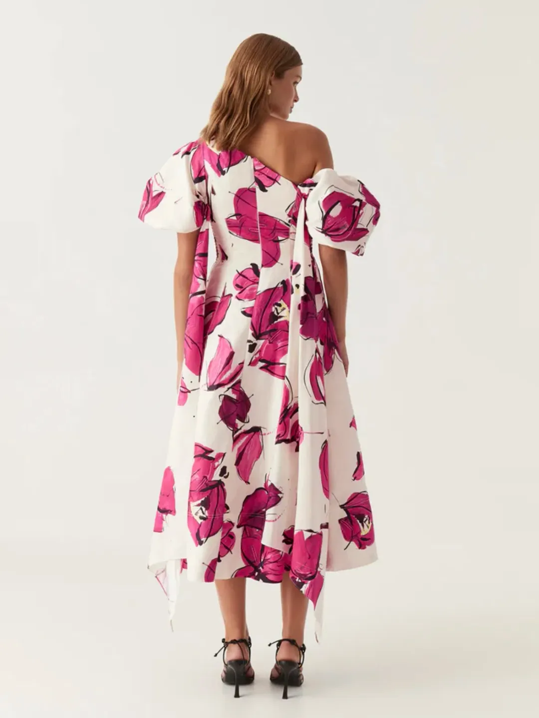 Aje Tulip Sleeve Midi Dress Falling Florals Size AU 8 for rent on The Volte - main image