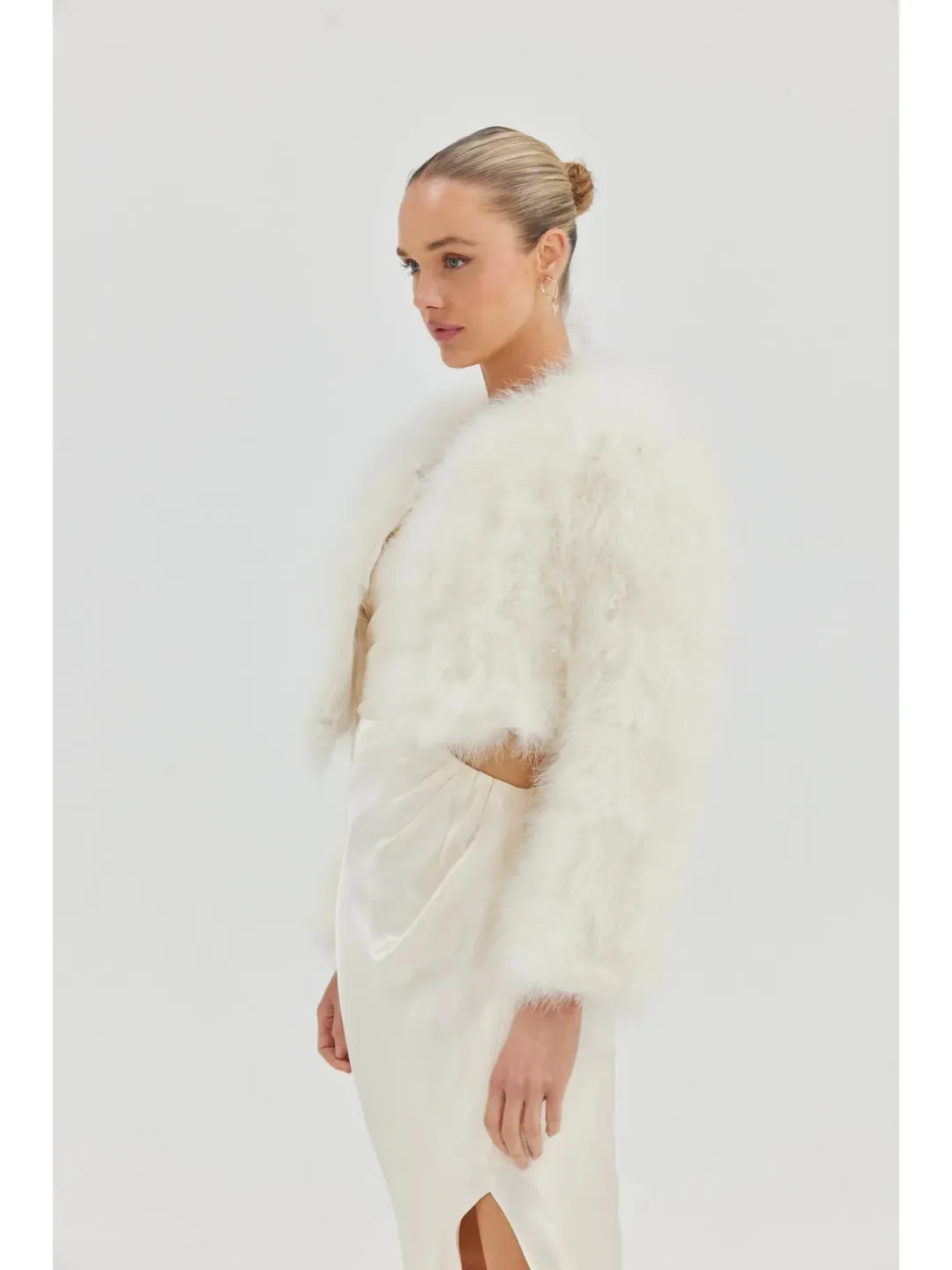 Bubish Luxe Bridal Manhattan Crop Jacket in Ivory Size XS / AU 6 for rent on The Volte - main image