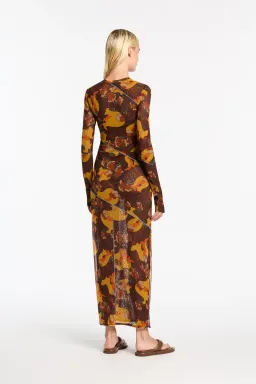 Sir the Label Jacques Mesh Panelled Midi Dress Brown Floral Size 1/ AU 8 for rent on The Volte - image 3
