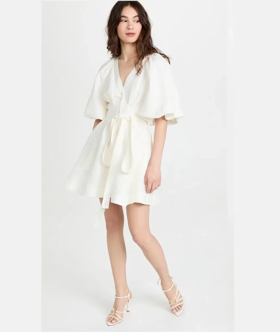 Aje Evermore Belted Mini Dress in Ivory Size 6 for rent on The Volte - main image