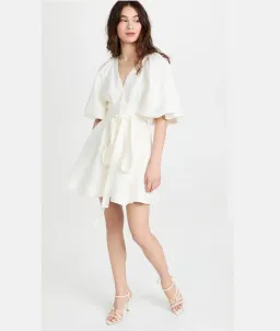 Aje Evermore Belted Mini Dress in Ivory Size 6 for rent on The Volte - image 2