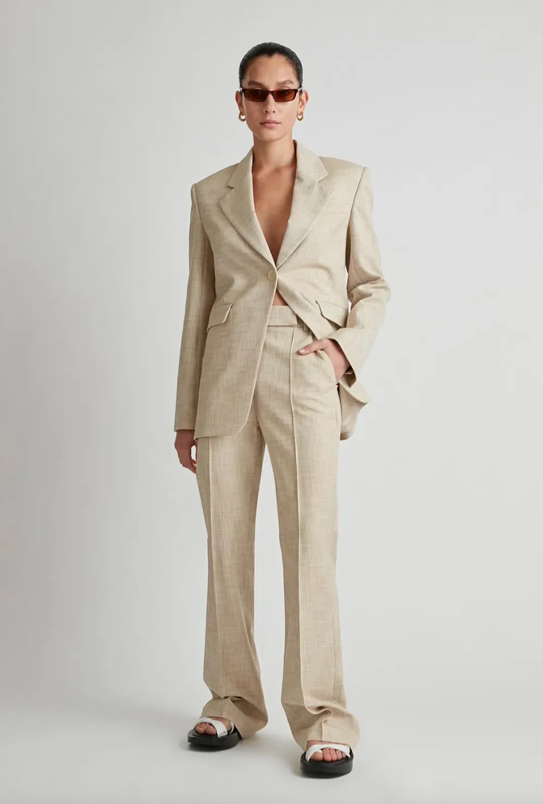 Camilla & Marc Abrera Two-Piece Suit Beige Size 8 for rent on The Volte - main image