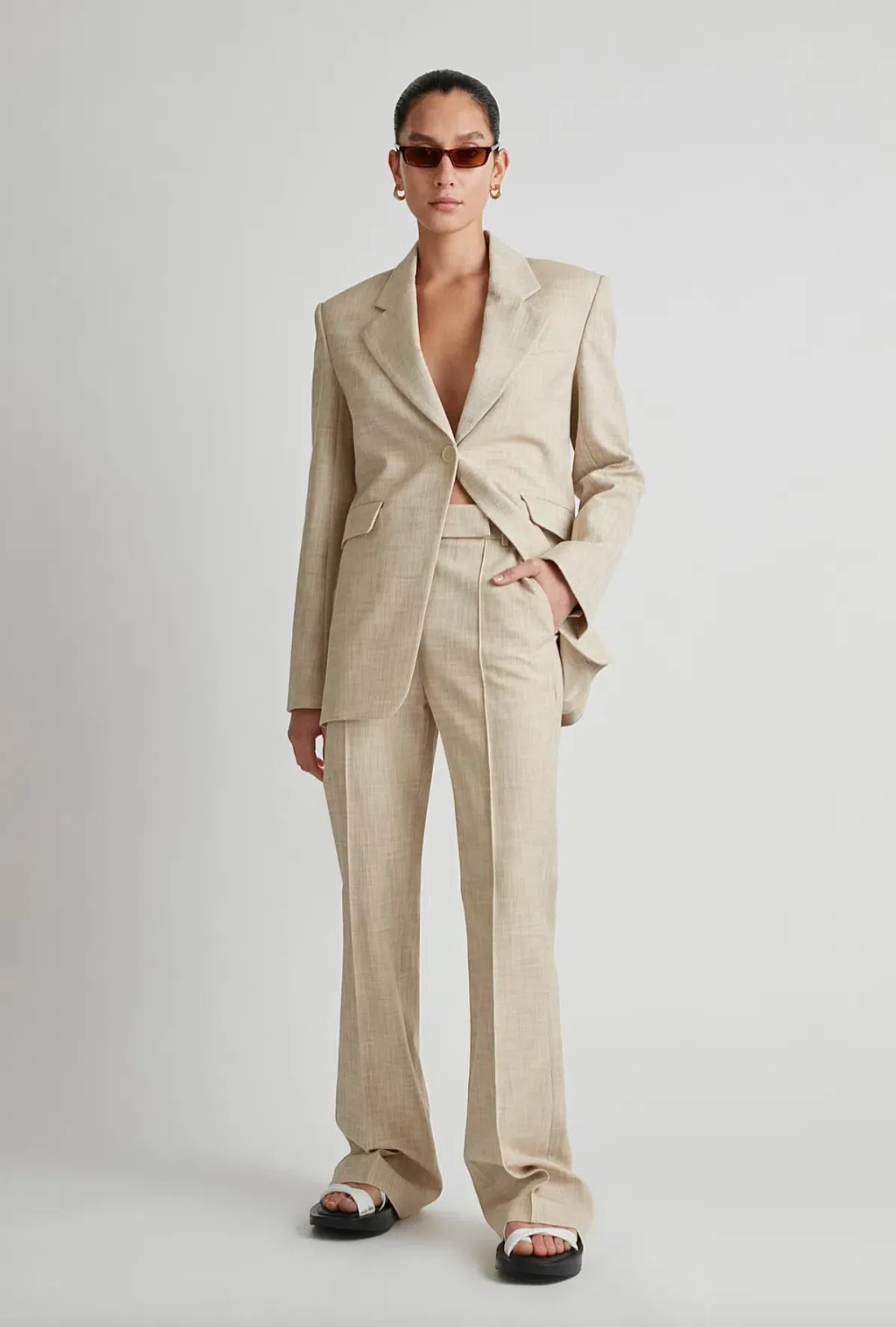 Camilla & Marc Abrera Two-Piece Suit Beige Size 8 for rent on The Volte - main image