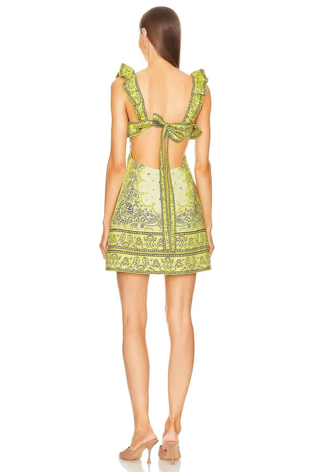 Zimmermann Matchmaker Frilled Mini Dress Yellow Bandana Size 0 / AU 8  for rent on The Volte - main image