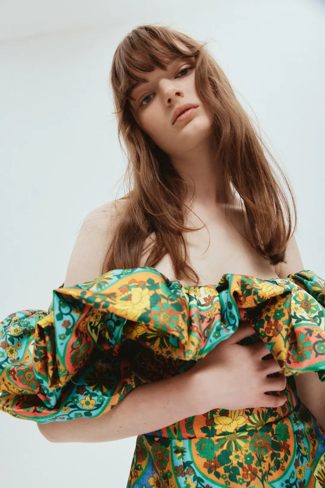 Alemais Sofie Off Shoulder Mini Dress Multi Floral Size 6  for rent on The Volte - main image