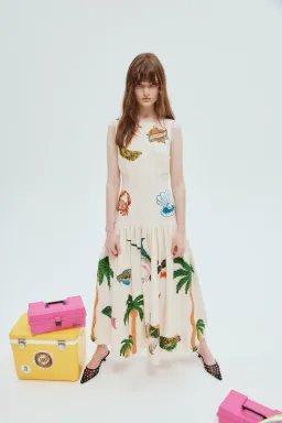 Alemais Clam Embroidered Gown Print Size 8  for rent on The Volte - image 1