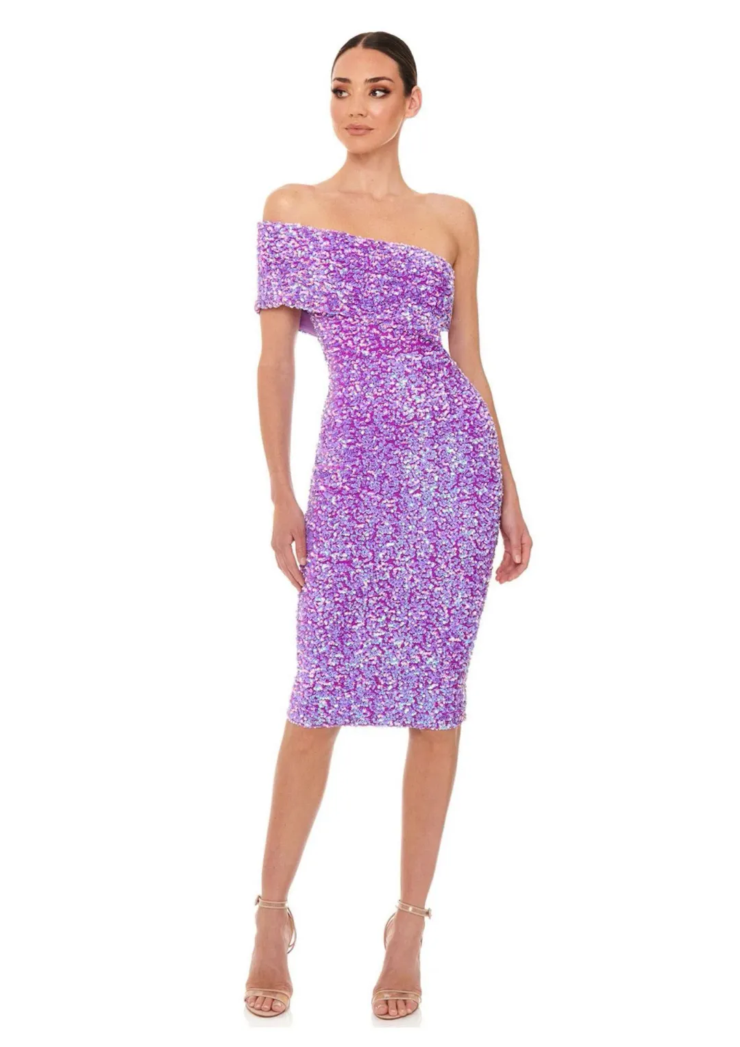 Eliya The Label Alyssa Midi Dress Purple Sequin Size XS / AU 6 for rent on The Volte - main image